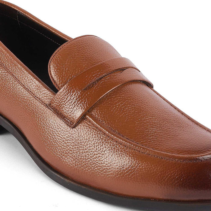 Quebec Tan Men's Formal Leather Loafers Tresmode