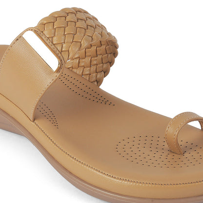 Tresmode Rauma Beige Women's Casual Platform Flats