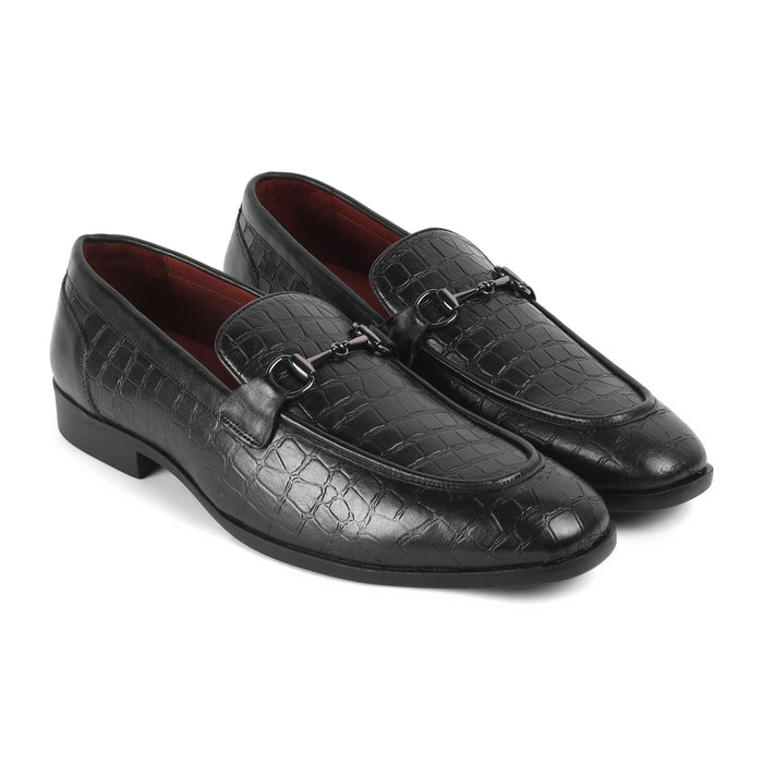 Reden Black Men's Almond Shape Leather Loafers Tresmode