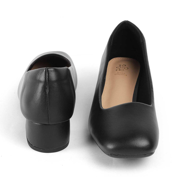 Riyan Black Women's Minimal Block Heel Pumps Tresmode