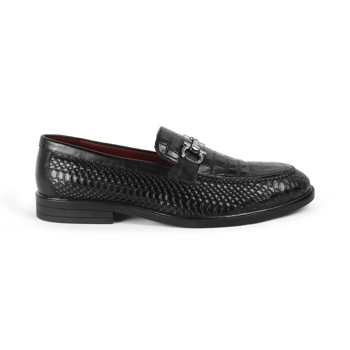 Ro Black Men's Textured Leather Loafers Tresmode