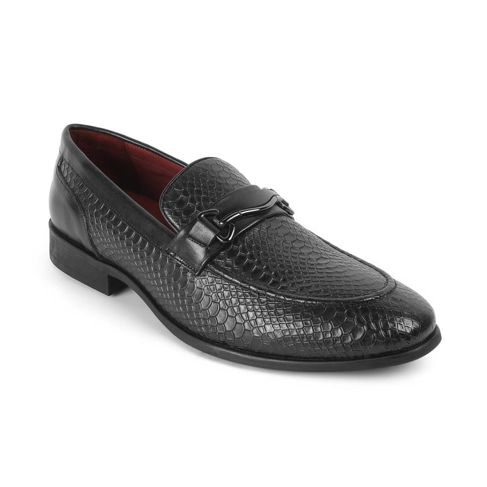 Royal Black Men's TPR Sole Leather Loafers Tresmode