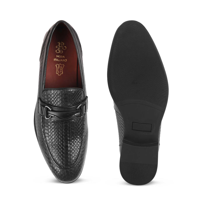Royal Black Men's Must-Have Textured Leather Loafers Tresmode