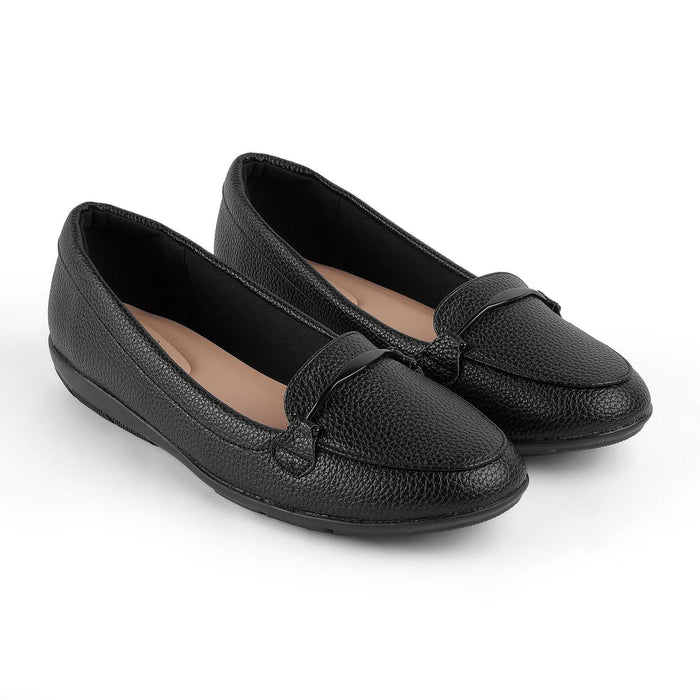 Rujer Black Women's Round Shape Loafers Tresmode