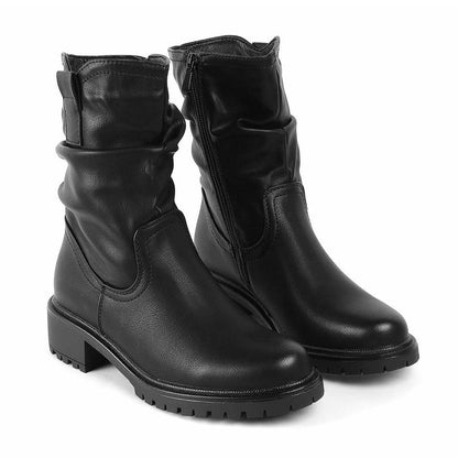 Saintmor Black Women's PU Material Ankle-length Boots Tresmode
