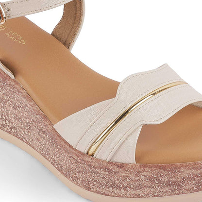 Sanet Cream Women's Dress Wedge Sandals Tresmode