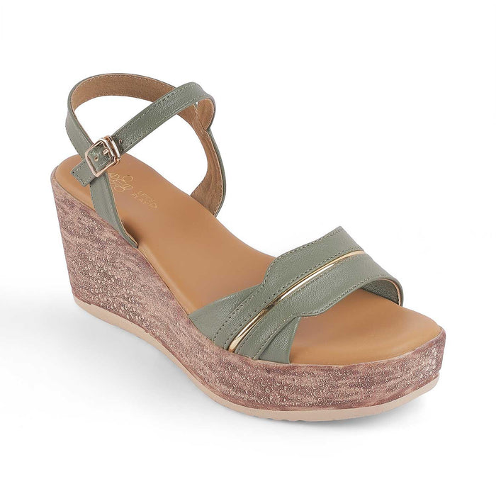 Sanet Green Women's 3-inch Wedge Heel Sandals Tresmode
