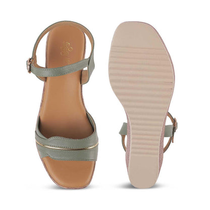 Sanet Green Women's Stylish Wedge Sandals Tresmode
