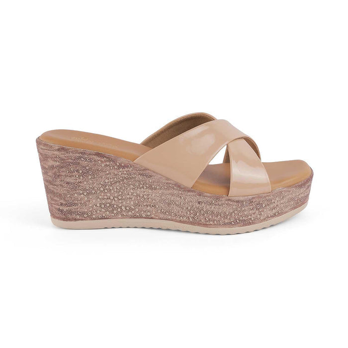 Sansy Beige Women's Wedge Sandals Tresmode