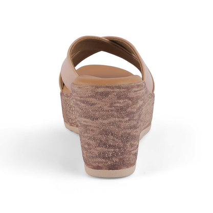 Sansy Beige Women's Round Shape Wedge Sandals Tresmode