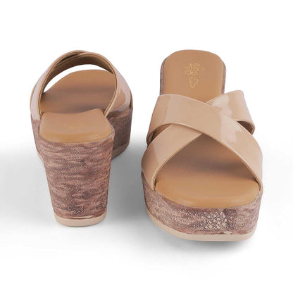 Sansy Beige Women's Vegan-Friendly Wedge Sandals Tresmode