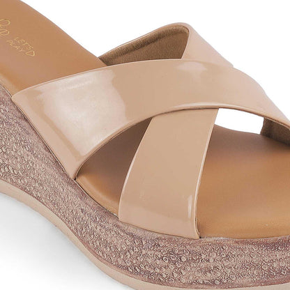 Sansy Beige Women's Dress Wedge Sandals Tresmode