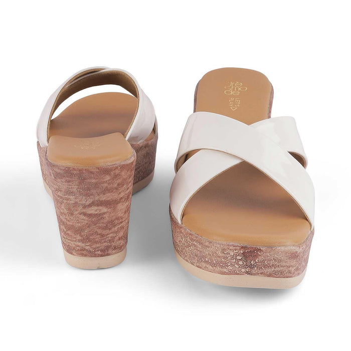 Sansy White Women's Vegan-Friendly Wedge Sandals Tresmode
