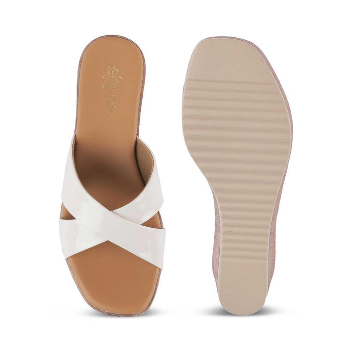 Sansy White Women's Comfortable Wedge Sandals Tresmode
