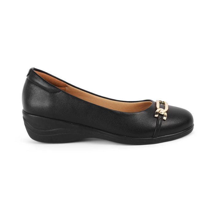 Sanz Black Women's Wedge Ballerinas Tresmode