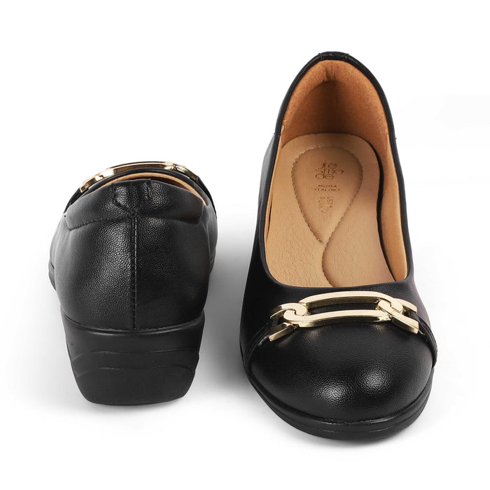 Sanz Black Women's Everyday Wear Wedge Ballerinas Tresmode