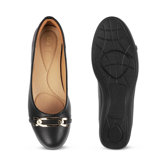 Sanz Black Women's Comfortable Wedge Ballerinas Tresmode