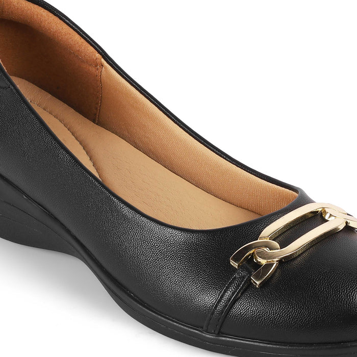 Sanz Black Women's Casual Wedge Ballerinas Tresmode
