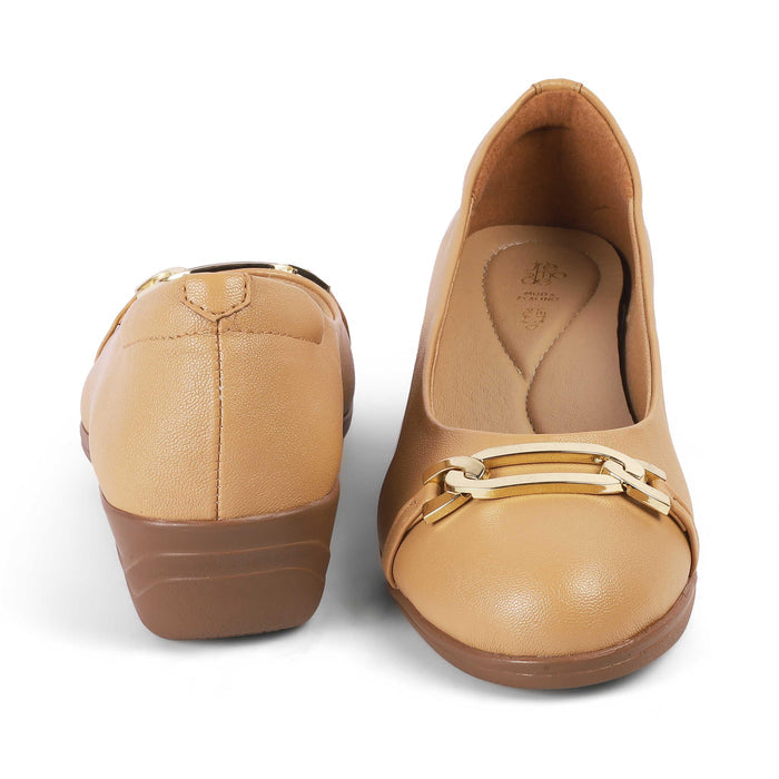Sanz Camel Women's Everyday Wear Wedge Ballerinas Tresmode