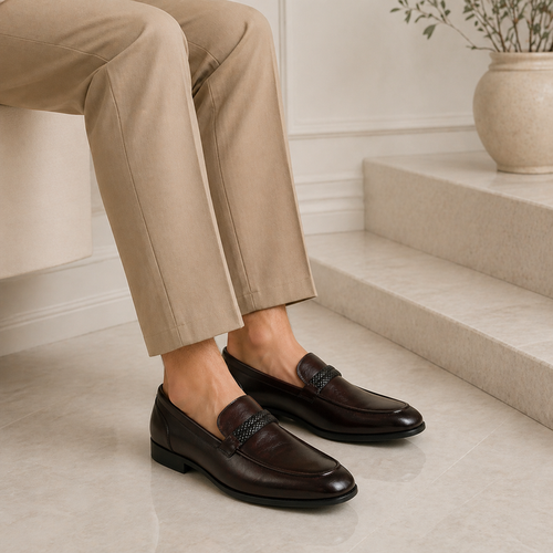 Tresmode Sely Brown Men's Leather Loafers