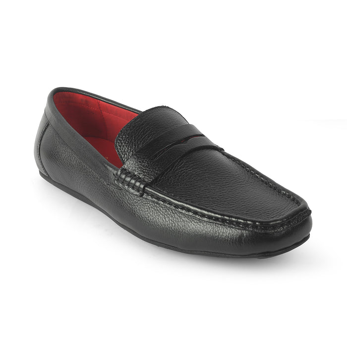 Men's Black Leather Penny Loafers Tresmode