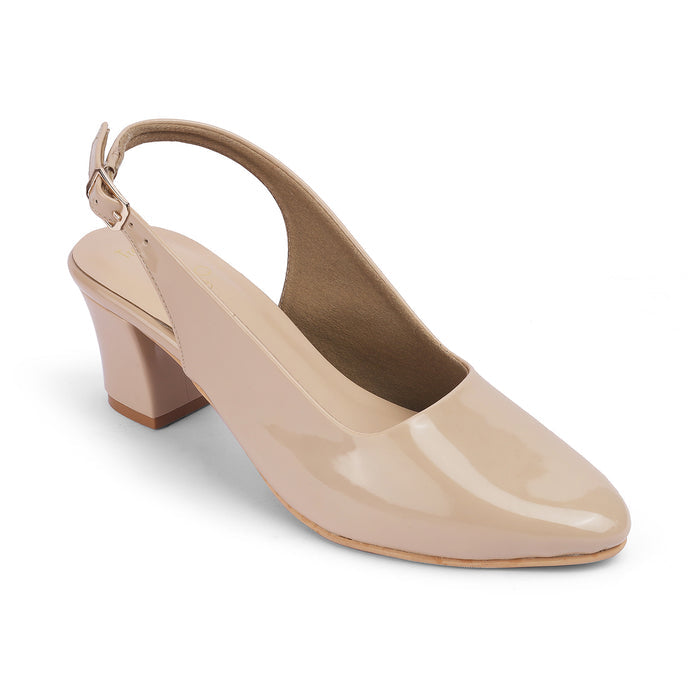 Women's Beige Block Heel Sandals Tresmode