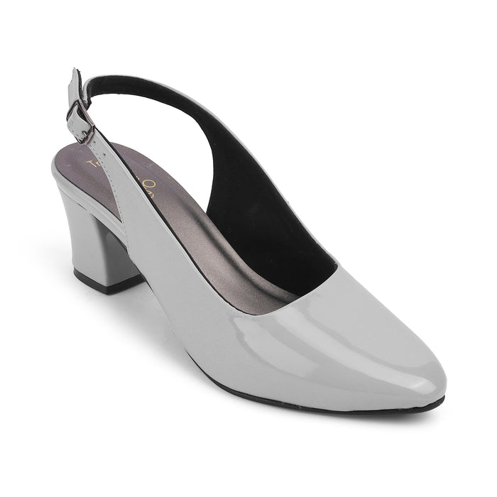 Women's Grey Block Heel Sandals Tresmode