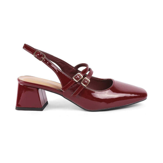 Sofab Maroon Women's Block Heel Pumps Tresmode