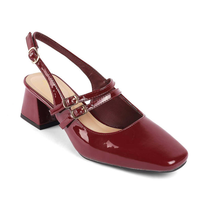 Sofab Maroon Women's 3-inch Block Heel Pumps Tresmode