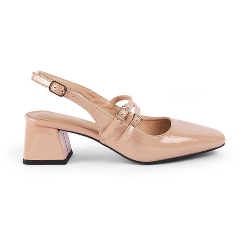Sofab Nude Women's Block Heel Pumps Tresmode