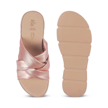 Stroco Champagne Women's TPR Sole Chunky Wedges Tresmode