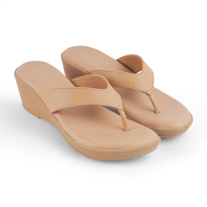 Terni Beige Women's TPR Sole Wedge Sandals Tresmode