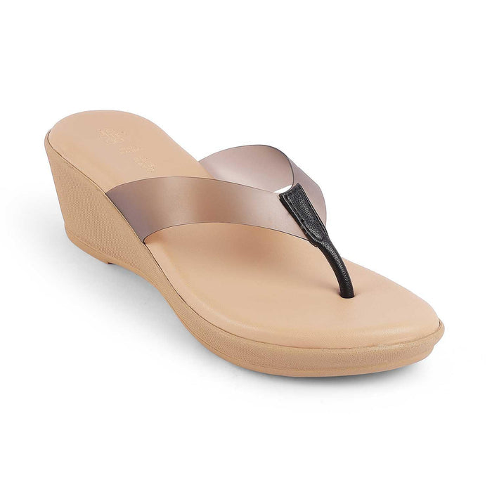 Ternto Black Women's 2-inch Wedge Sandals Tresmode