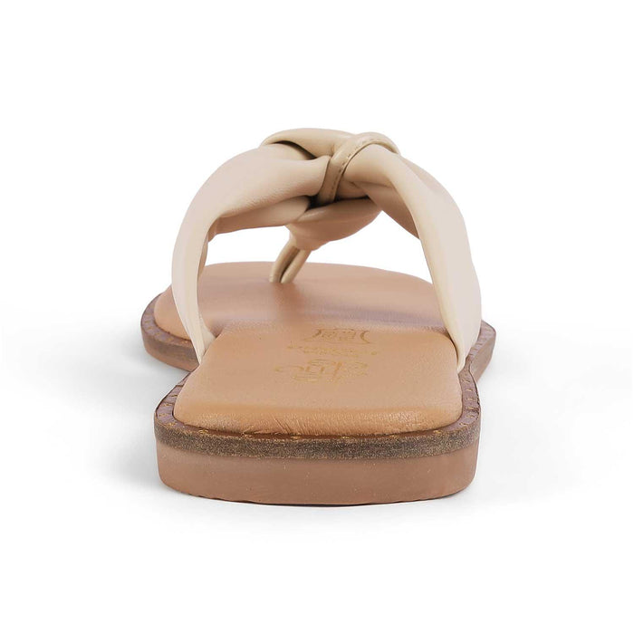 Tie Beige Women's Round Shape Flats Tresmode