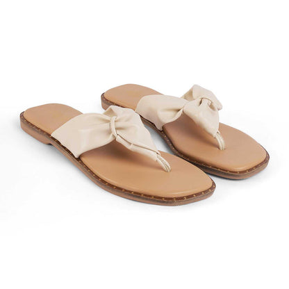 Tie Beige Women's TPR Sole Flats Tresmode