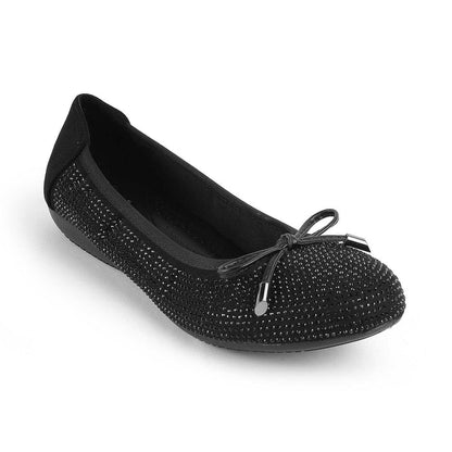 Todiam Black Women's Round Shape Ballerinas Tresmode