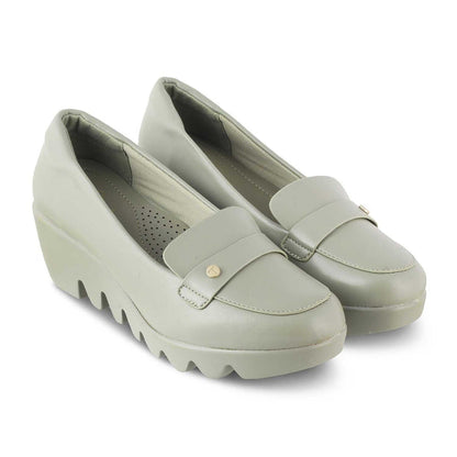 Tresmode Towes Green Women's Dress Wedge Loafers
