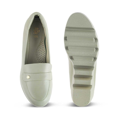 Tresmode Towes Green Women's Dress Wedge Loafers