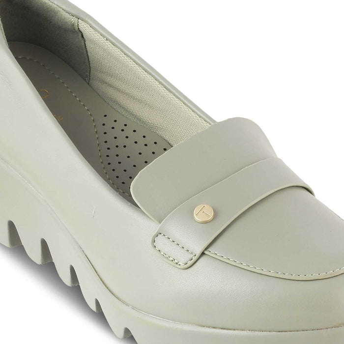 Tresmode Towes Green Women's Dress Wedge Loafers