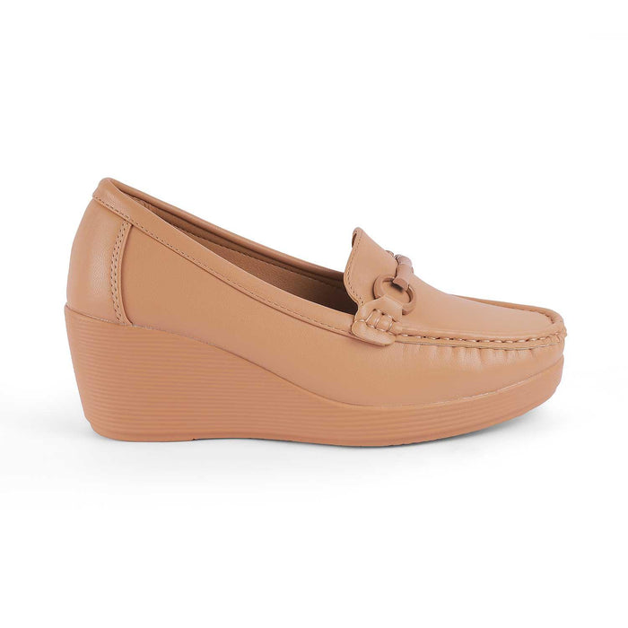Trebien Tan Women's Wedge Heel Loafers Tresmode