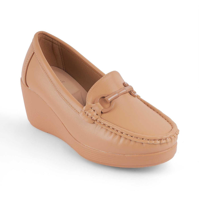 Trebien Tan Women's 2.5-inch Wedge Loafers Tresmode