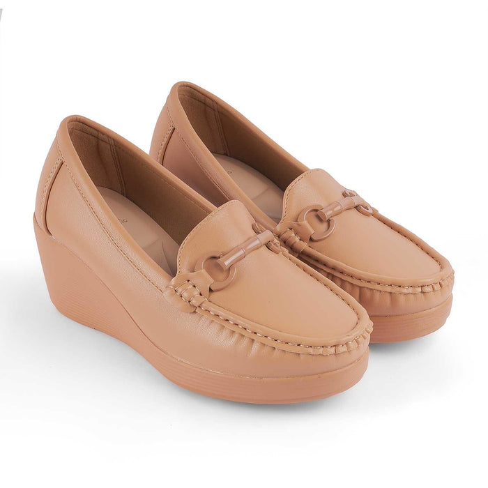 Trebien Tan Women's Timeless Wedge Loafers Tresmode