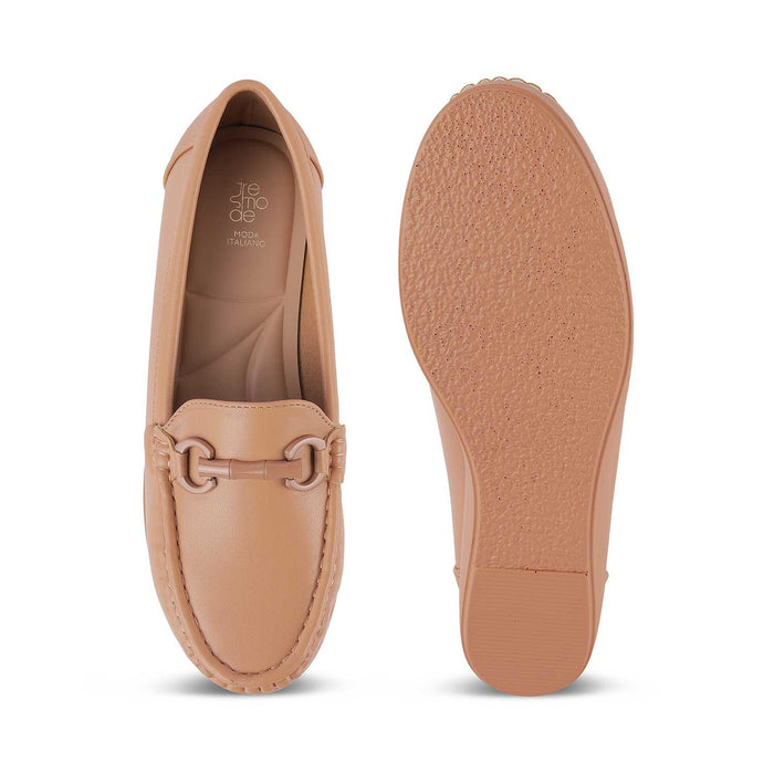 Trebien Tan Women's Comfortable Wedge Loafers Tresmode