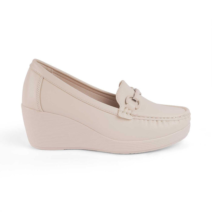 Trebien White Women's Wedge Heel Loafers Tresmode