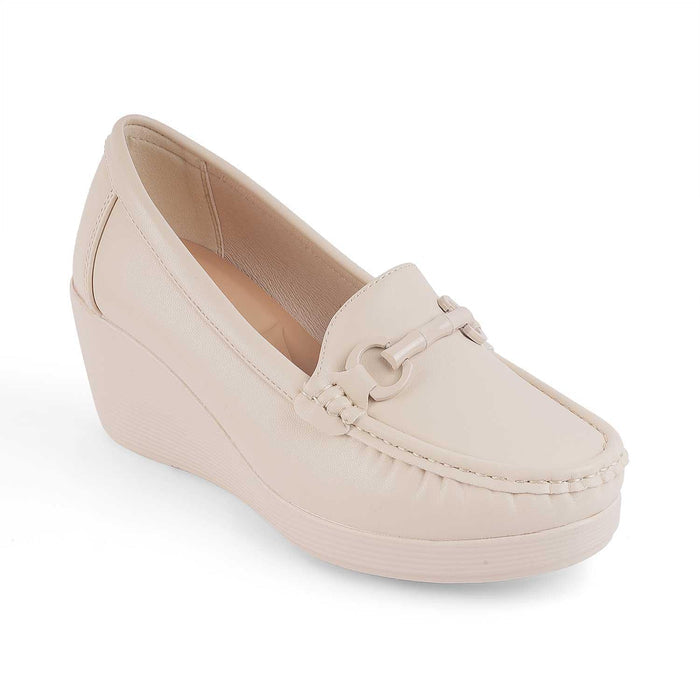 Trebien White Women's 2.5-inch Wedge Loafers Tresmode