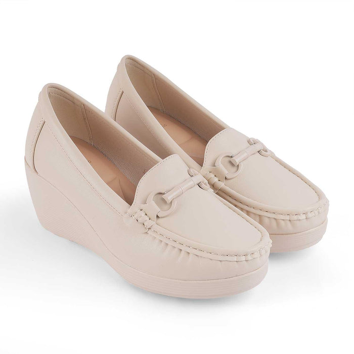 Trebien White Women's Timeless Wedge Loafers Tresmode