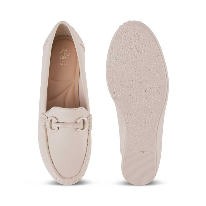 Trebien White Women's Comfortable Wedge Loafers Tresmode