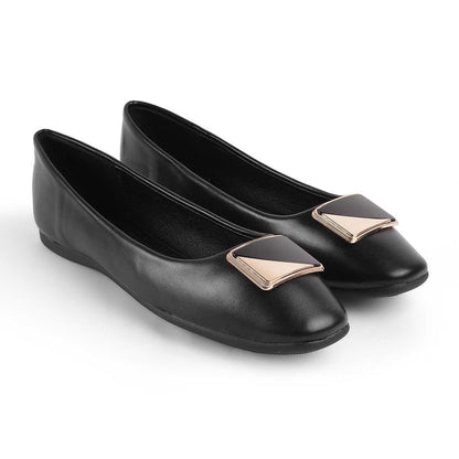 Treci Black Women's TPR Sole Ballerinas Tresmode