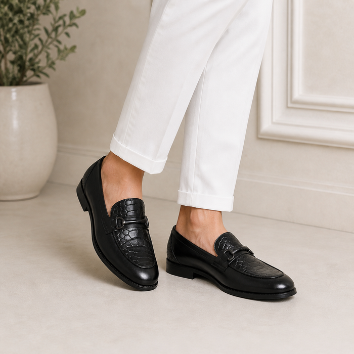Tresmode Tremso Black Men's Leather Loafers