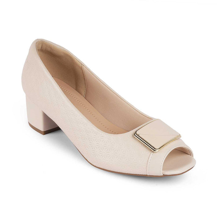 Treroy Beige Women's 2-inch Peep Toe Sandals Tresmode